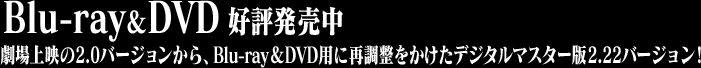 Blu-ray＆DVD 好評発売中　劇場上映の2.0バージョンから、Blu-ray＆DVD用に再調整をかけたデジタルマスター版2.22バージョン！